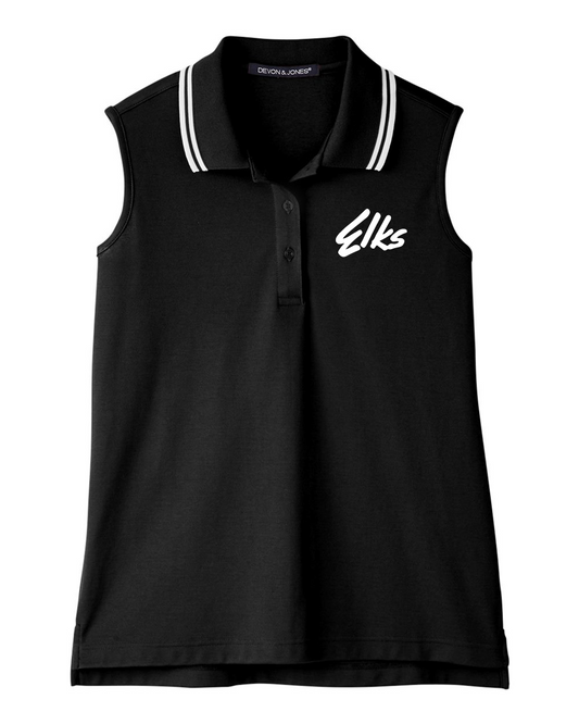 Elks Women's CrownLux Performance® Plaited Tipped Sleeveless Polo